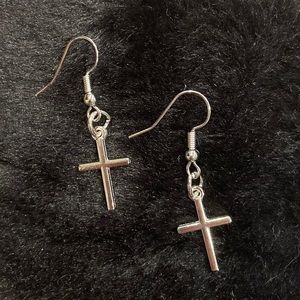 silver cross earrings